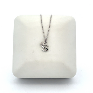 Sterling Silver 15in Initial Necklace - S