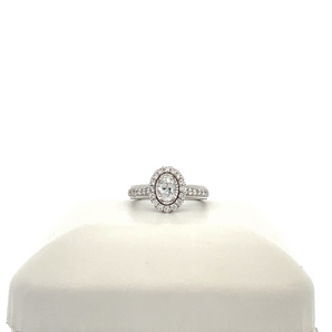 14k White Gold Engagement Ring with 0.50ct Oval Center