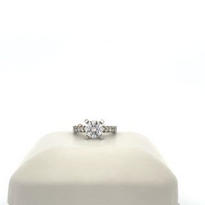 14k White Gold Engagement Ring with Cubic Zirconia Round Center