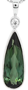 Green Tourmaline and Diamond Pendant