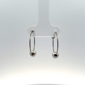 Sterling Silver 5MM Silver Bead Hoop Earrings