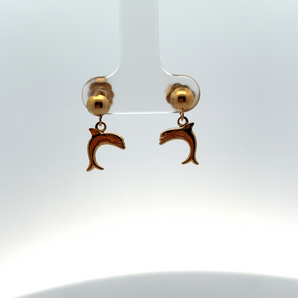 Gold Plated Dolphin Drop Earrings