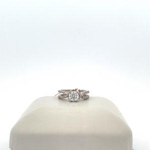 14k White Gold Engagement Ring with Cubic Zirconia Round Center