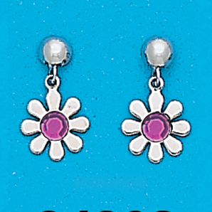 Sterling Silver February Dangling Flower Earrings