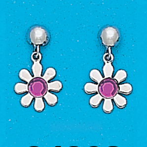 Sterling Silver February Dangling Flower Drop Earrings