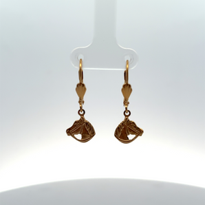 Gold Plated Leverback Horse Dangling Earrings