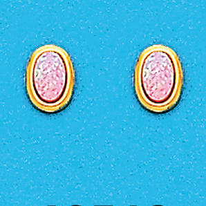 Gold Plated Simulated Pink Opal Stud Earrings