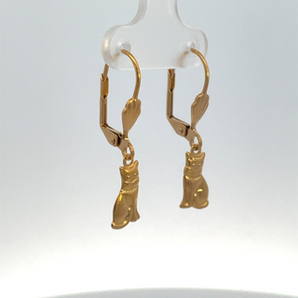 Gold Plated Cat Drop Earrings