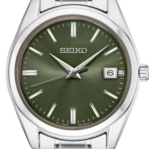 Gent's Essentials Stainless Steel Seiko Watch with Green Dial