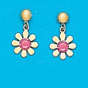 Gold Plated October Daisy Dangling Earrings