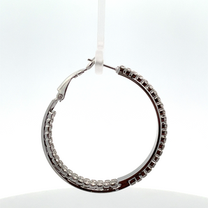 Sterling Silver Medium Cubic Zirconia Hoop Earrings
