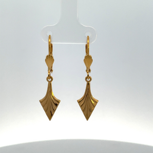 Gold Plated Leveback Arrowhead Dangling Earrings