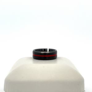 Men's Black Ceramic Ring with Red Center Line