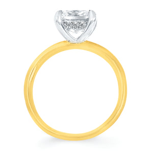 Ladies 14kt Two-Toned Engagement Ring with Princess Cut Cubic Zironia Center and Hidden Halo 08 CTW.