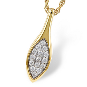 14kt Yellow Gold Necklace with Fancy Diamond Dangle Pendant