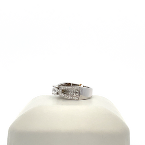 14k White Gold Engagement Ring with Cubic Zirconia Round Center