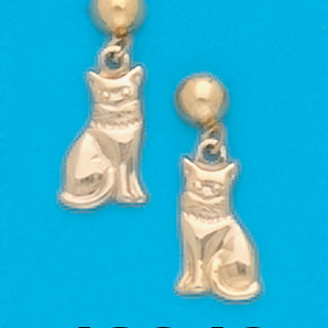 Gold Plated Cat Drop Earrings