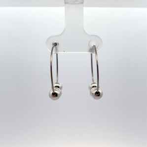 Sterling Silver 3 Bead Hoop Earrings