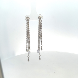 Sterling Silver Dangle with Clear CZ and Teardrops