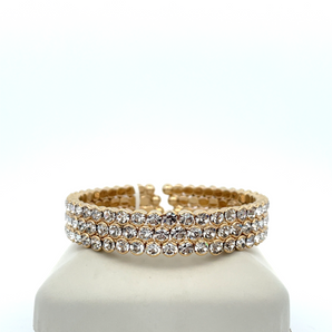 Gold Plated Three Row Bangle Bracelet