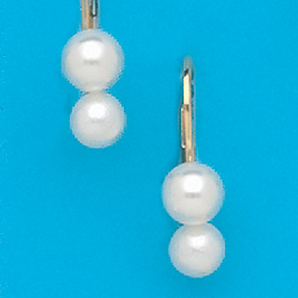 Gold Plated Leverback Simulated Pearl Earrings