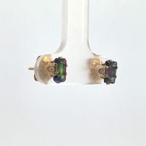 Gold Plated 6X4 Mystic Fire Stud Earrings