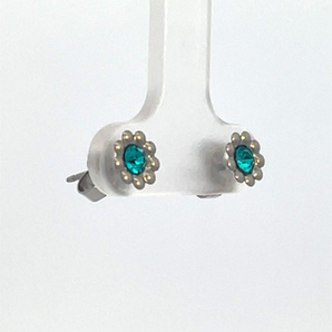 Sterling Silver December Simulated Daisy Stud Earrings