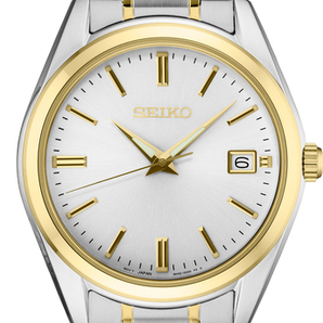 Mens Two-Toned Essentials Seiko Dress Watch with White Dial