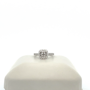 14k White Gold Engagement Ring Mounting with Halo