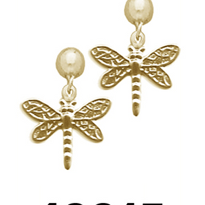Gold Plated Dragonfly Dangling Earrings