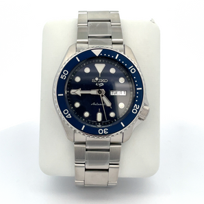 Silver SEIKO Watch with Blue Dial
