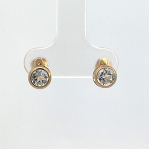 14K Yellow Gold White Topaz Stud Earrings