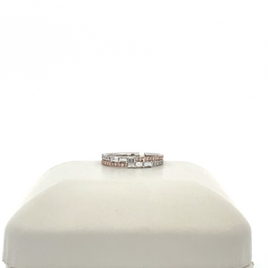14k White and Rose Gold Band with .46ctw Round and Baguette Diamonds