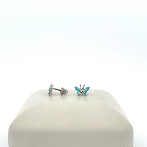 Kid's Sterling Silver Blue Butterfly Earrings