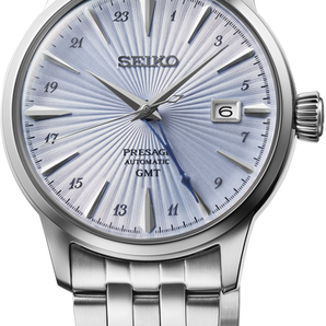 Gents Stainless Steel Presage Cocktail Time Seiko Watch with Light Blue Face