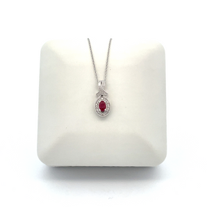 Sterling Silver Birthstone Necklace - Ruby