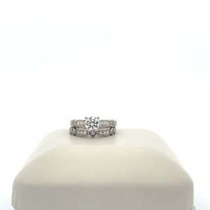 Lady's 14k White Gold Engagement Ring with Cubic Zirconia Round Center