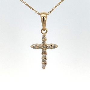 14KT Yellow Ladies Diamond Cross Pendant .09CTW