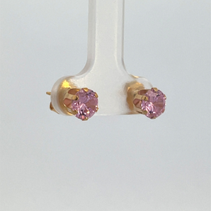 Gold Plated 6MM Pink CZ Stud Earrings
