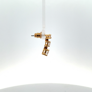 Gold Finish 3 Stone Cubic Zirconia Drop Earring