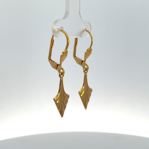 Gold Plated Leveback Arrowhead Dangling Earrings