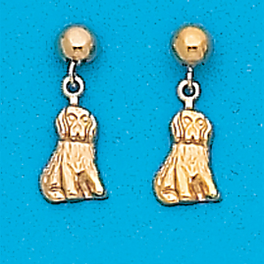 Gold Plated Dog Dangling Earrings