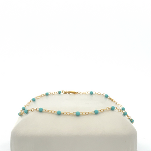 14k Yellow Gold Blue Enamel Bracelet