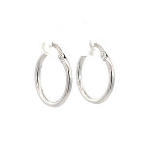 14K White Gold 2mmx15mm Hoop Earrings