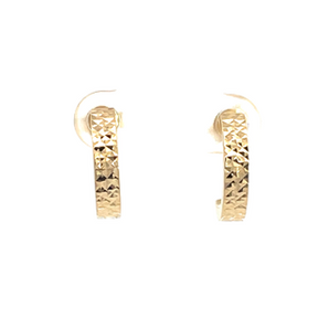 14K Yellow Gold Diamond Cut J-Hoop Earrings