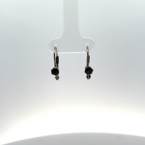 Gold Plated 4MM Black CZ Leverback Earrings