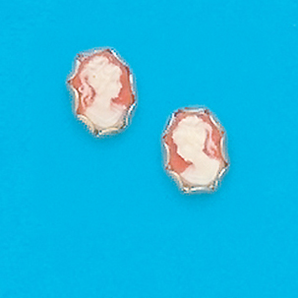 Yellow Plated Simulated Cameo Stud Earrings