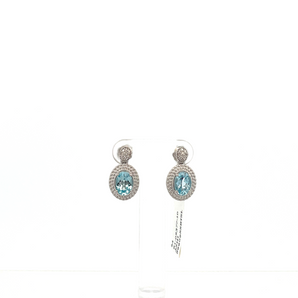 Sterling Silver Oval Blue Topaz Earrings