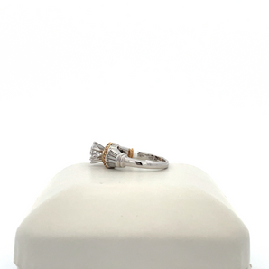 14k Yellow and White Gold Engagement with Cubic Zirconia Round Center