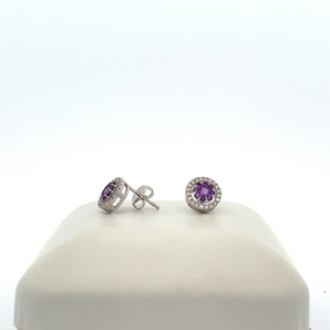 14k White Gold Amethyst Earrings